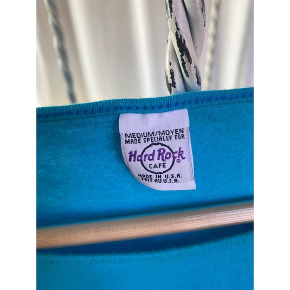 Hard Rock Cafe Shirt Vintage Graphic Retro Tee Honolulu |Teal Cotton Size Med - Picture 5 of 5